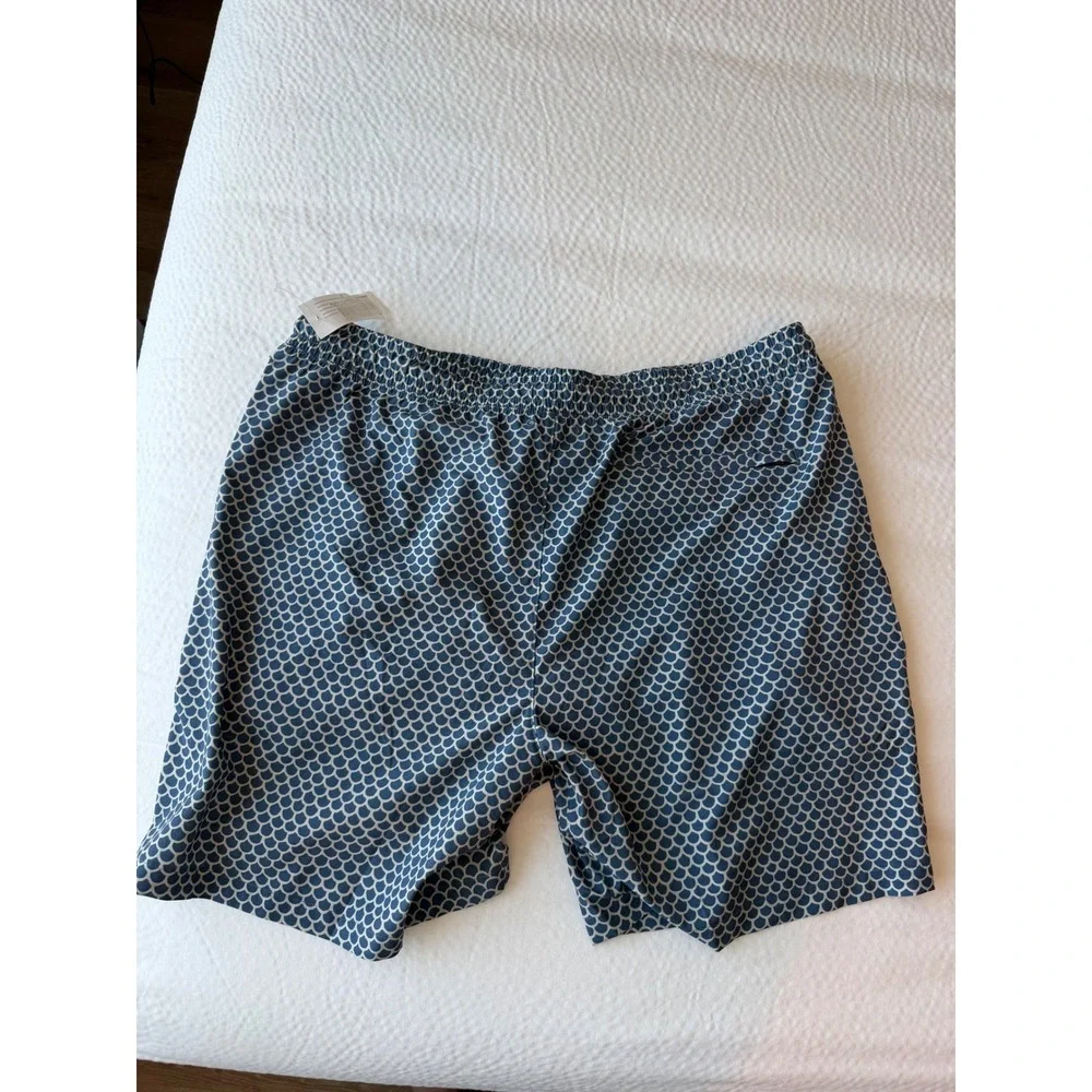 Faherty Shorelite Mens XXL Blue Fish Scale Print 7 Inch Lined Swim Trunks